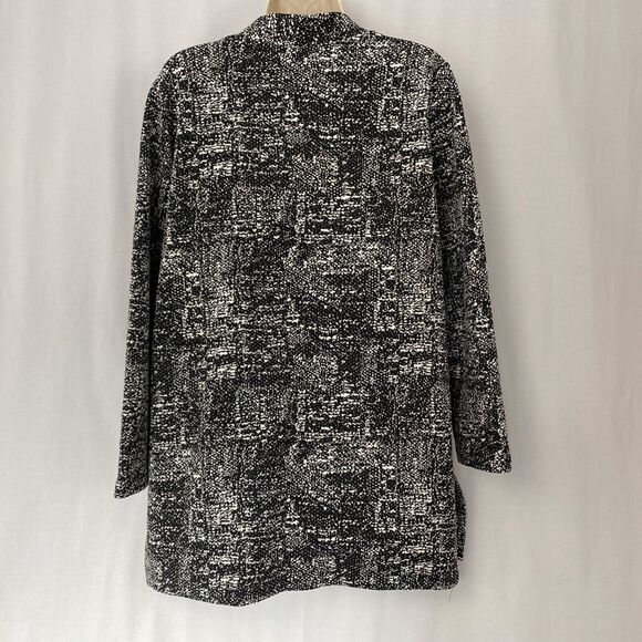 Clara Sun Woo Cardigan Top Womens Medium Black White Open Front Pockets Oversize - Picture 5 of 13